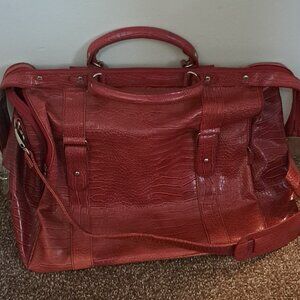VINTAGE: Bath & Body Works Large Carry On Travel Bag Croc Red Faux Leather
